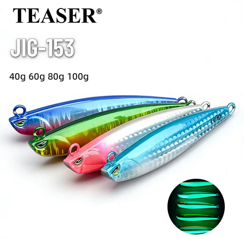 TEASER Night Glow Esca Artificiale UV a Lenta Affondamento per Pesca in Mare 40g - 80g, per Pesca dalla Barca in Acque Costiere