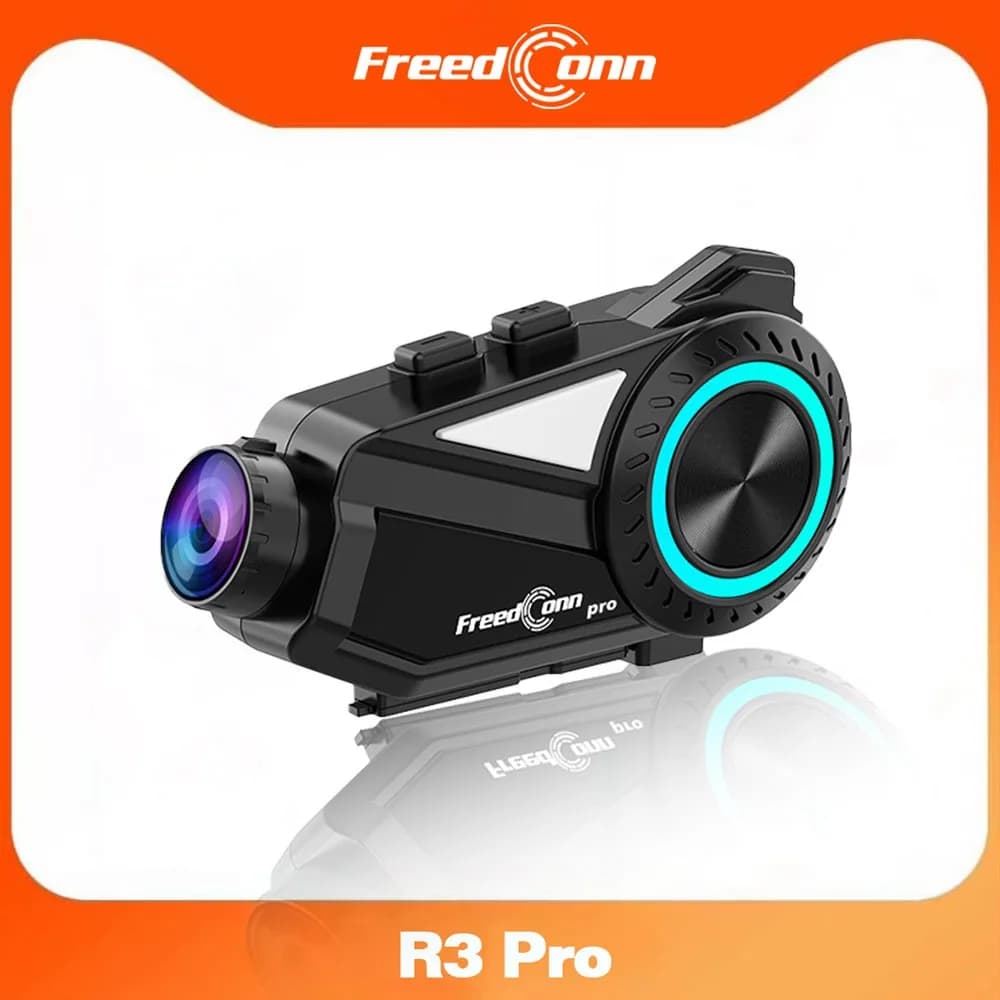 Freedconn Helmet with Earphone and DVR, Intercom for Moto 2 in 1, WiFi Integrated, App, Dash Cam 1440P, Music Sharing, FM Radio