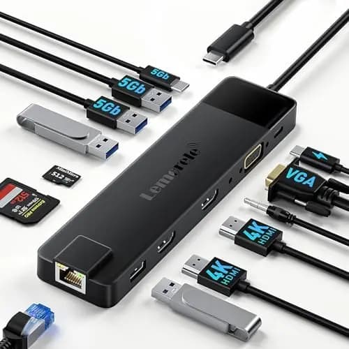 Dock USB Portatile 13-in-1 per Monitor e Dispositivi | Compatibile con laptop Ottimizzato per SEO: docking station 13-in-1, triplo monitor