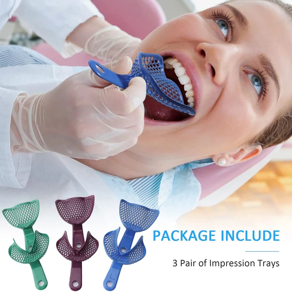 6 pcs/set Dental footprint trays Edentolose jaws fingerprint tray Plastic-steel teeth support Dentistry fingerprint material tools