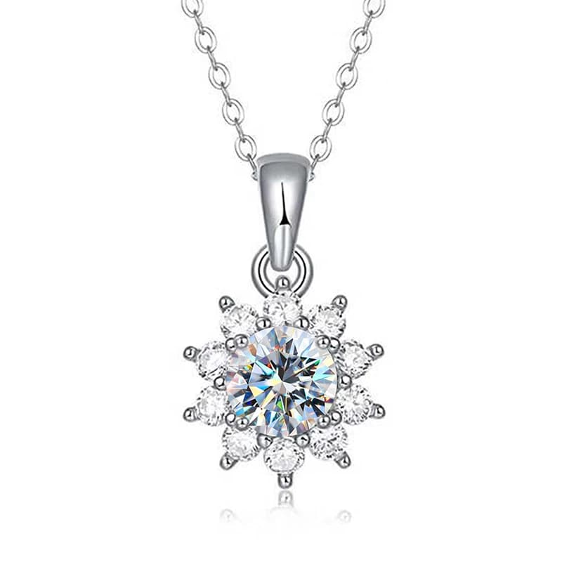 GRA 0.5-1CT Snowflake Certified Moissanite Diamond Pendant Wedding Necklace For Women Real 925 Sterling Silver Hot Sale Jewelry