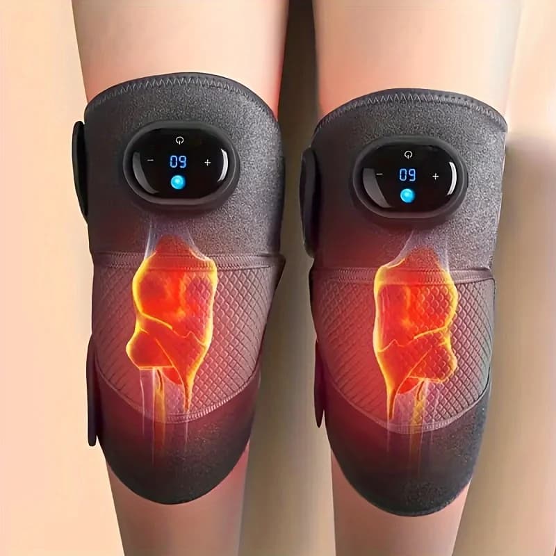 Knee heater 1 piece/2 pieces, 3-in-1 heater support for knee, elbow and shoulder, vibrating knee pad, 3 adjustable vibration and heating modes, heating pad for knee relaxation, elbow, shoulder and leg (double use device)