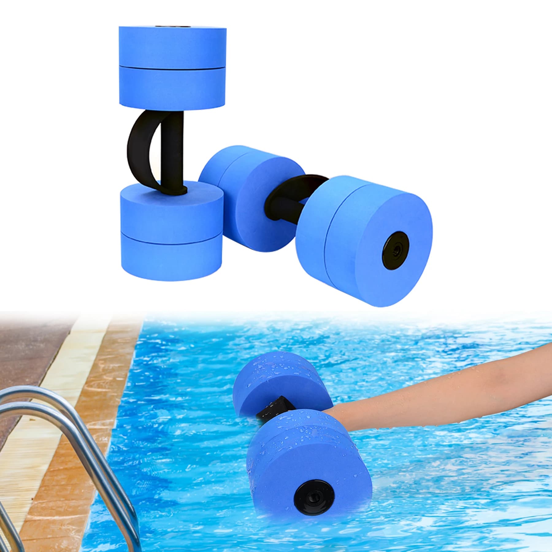 Hikeen Water Exercise Manubri for Fitness with Water Resistance with 4 High Density EVA Foam Weight Handlebars