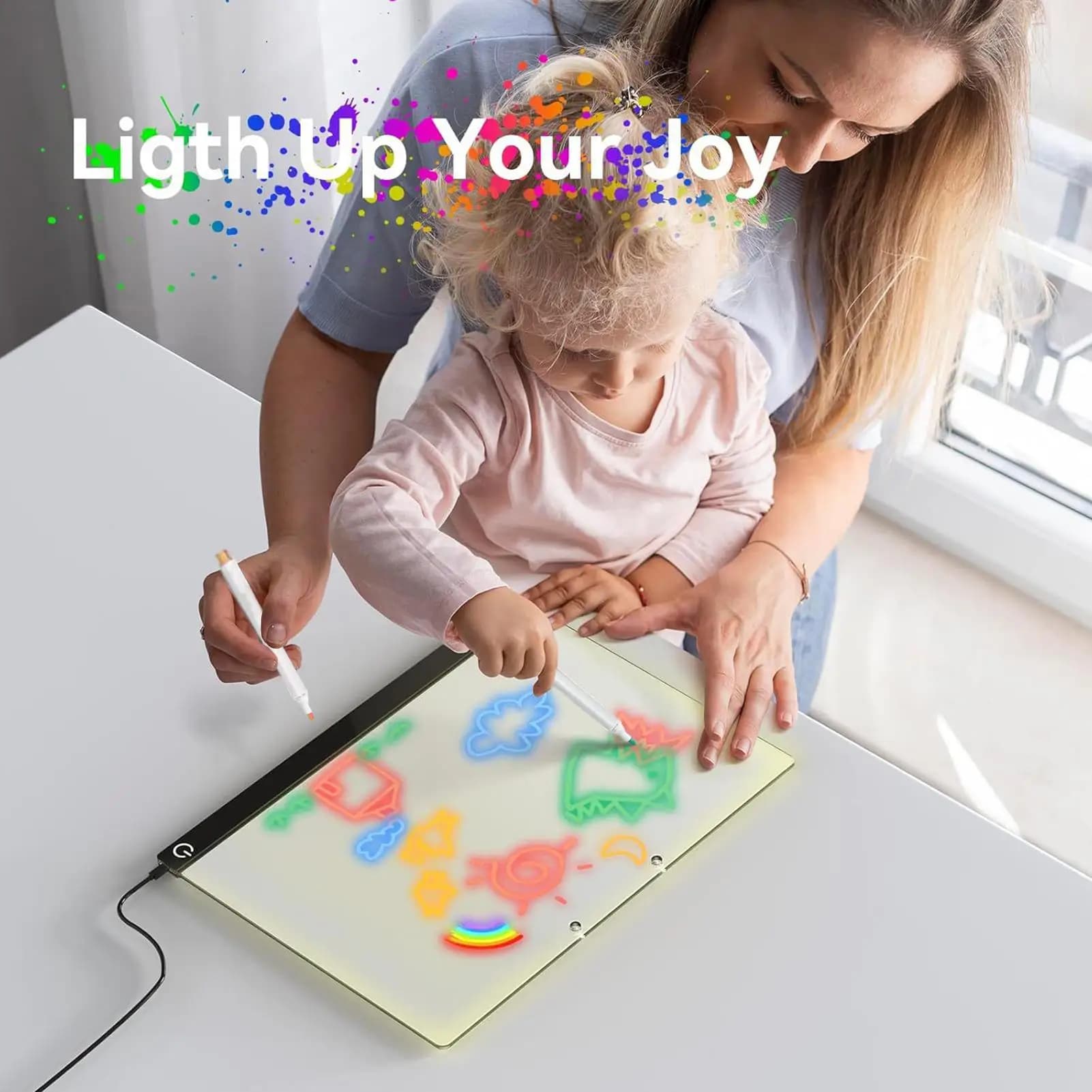 Bacheca per appunti a LED con colori Luminosità regolabile Penna a 12 colori Tavoletta colorata Bacheca per messaggi a LED per bambini Ragazzo Ragazza Scuola