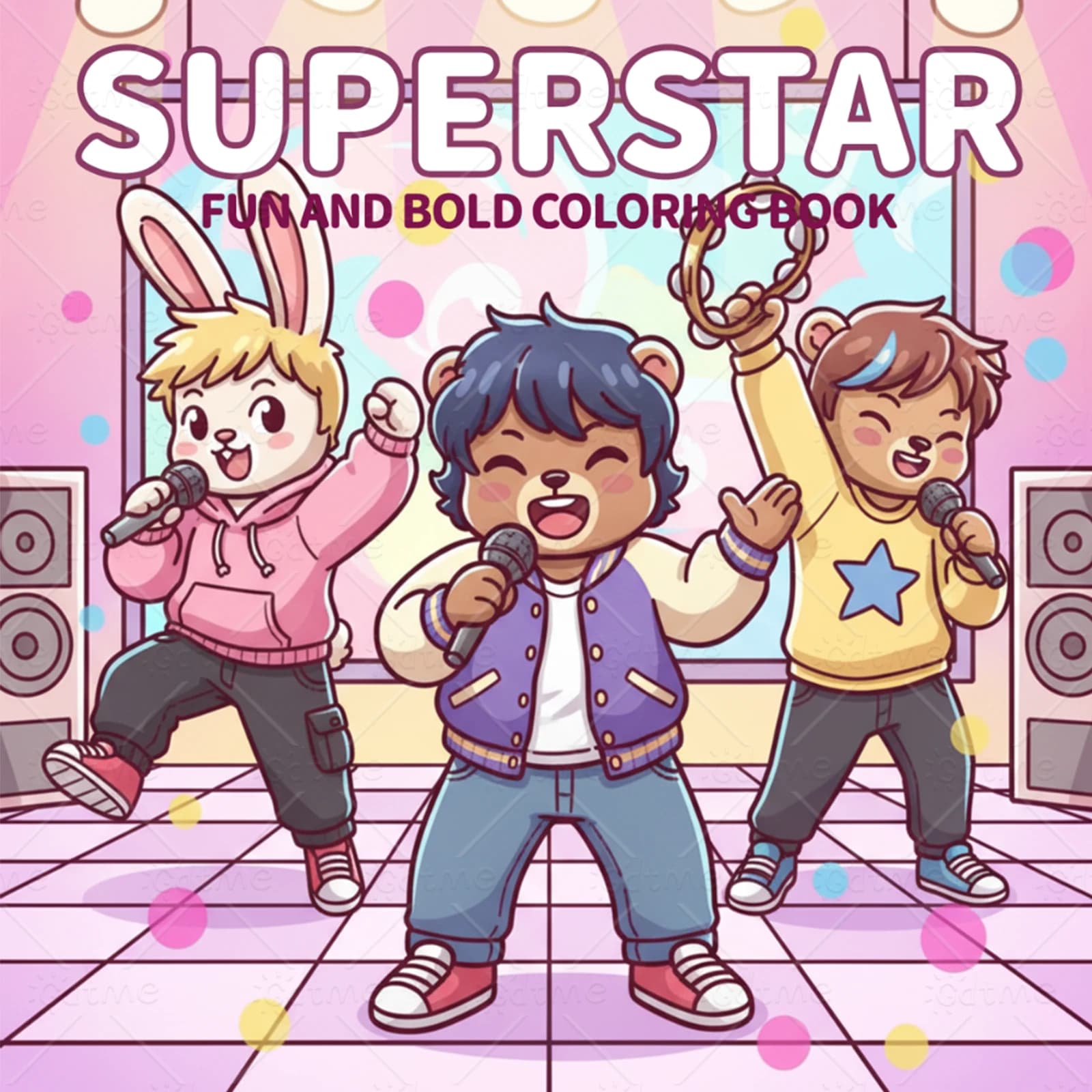 SUPERSTAR Coloring Book for Adults Featuring Cartoon Bold-easy Patterns for Relaxation DIY Painting Drawing Book