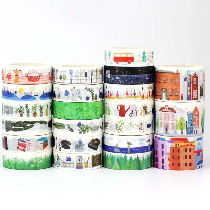 NEW 1PC. 10M Decorative Kitchen Books and Cactus Japanese Paper Washi Tape Set for Scrapbooking Journaling Cute Stationery