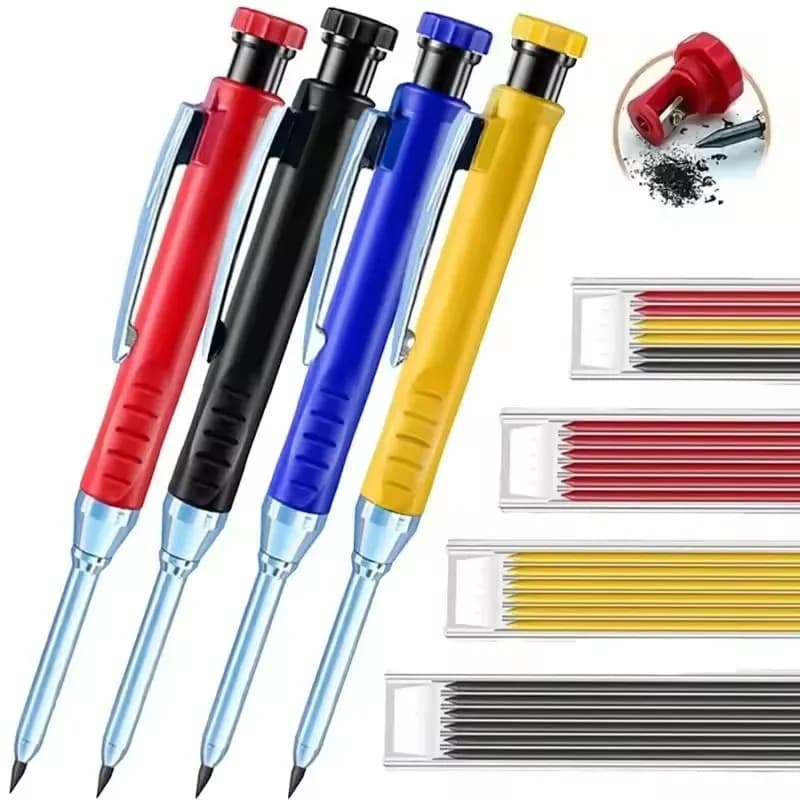 Set di 1-7 Matite da Carpentiere Solide, Strumenti per Falegnameria, Matita Meccanica con 5 Colori di Ricarica, Attrezzi da Costruzione per Marcatura