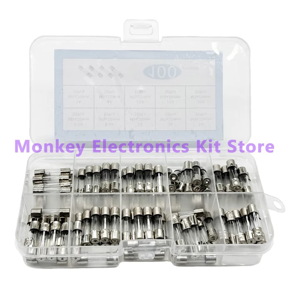 100/300/360 pezzi 10/15/24 valori fusibili in vetro ad azione rapida per auto 0.2-20A 0.1-30A Kit assortito per kit aspirapolvere per gonfiatore luce auto