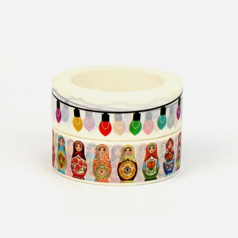 NEW 1PC 10M Decorative Matryoshka Dolls Lights Washi Tape Set for Scrapbooking Adhesive Masking Tape Cute Jounaling Stationery