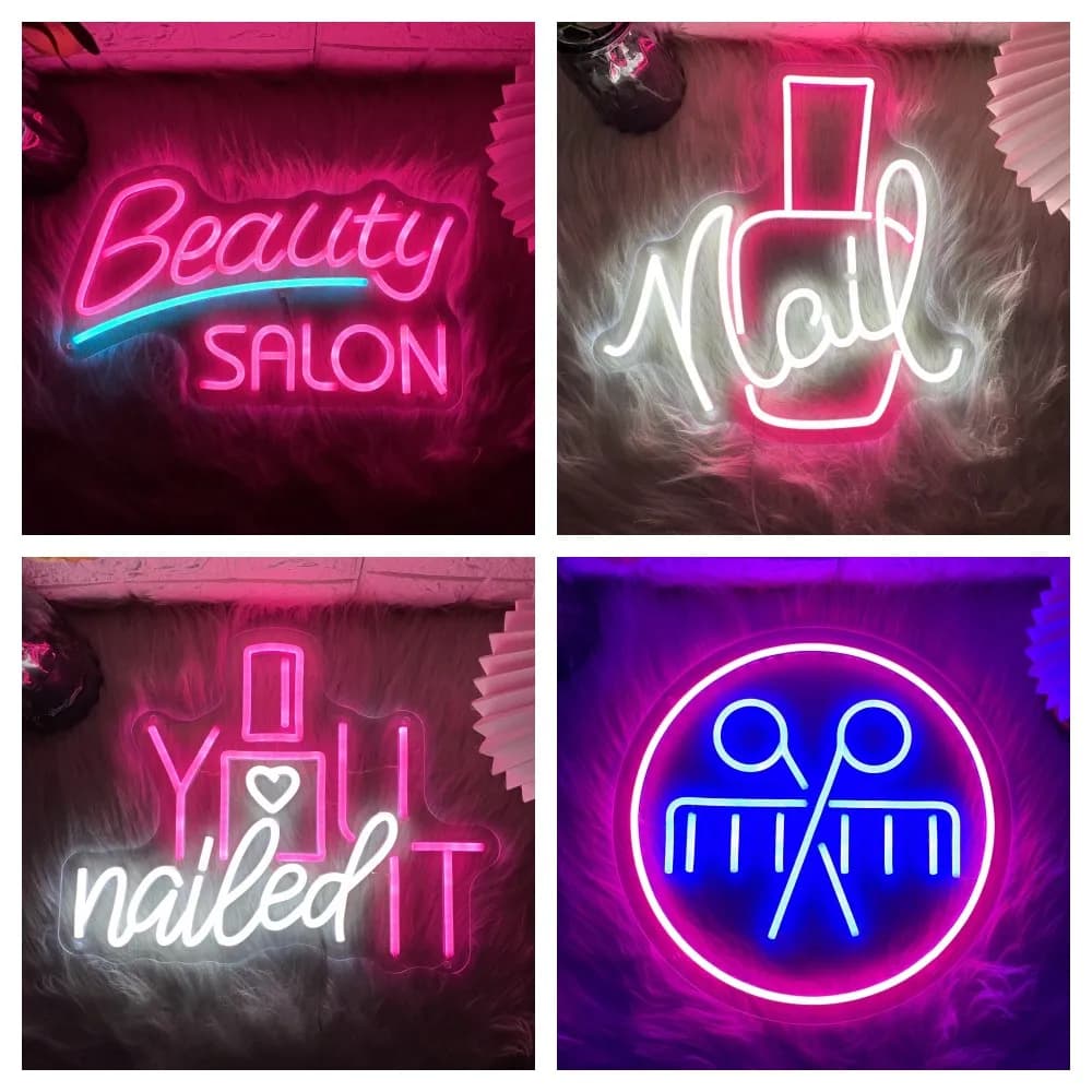 Insegna al neon a LED per salone di bellezza Decorazioni per parrucchieri Negozio di unghie Luci al neon USB Decorazione per camera da letto per salone di bellezza Insegna aziendale