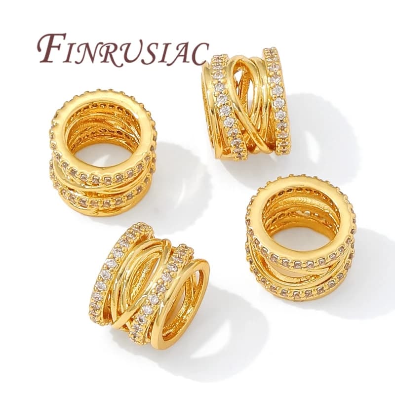 Perline con foro grande da 7,6 mm * 10 mm, perline distanziatrici placcate in oro 18 carati per realizzare braccialetti, perline per accessori per collane, accessori fai da te