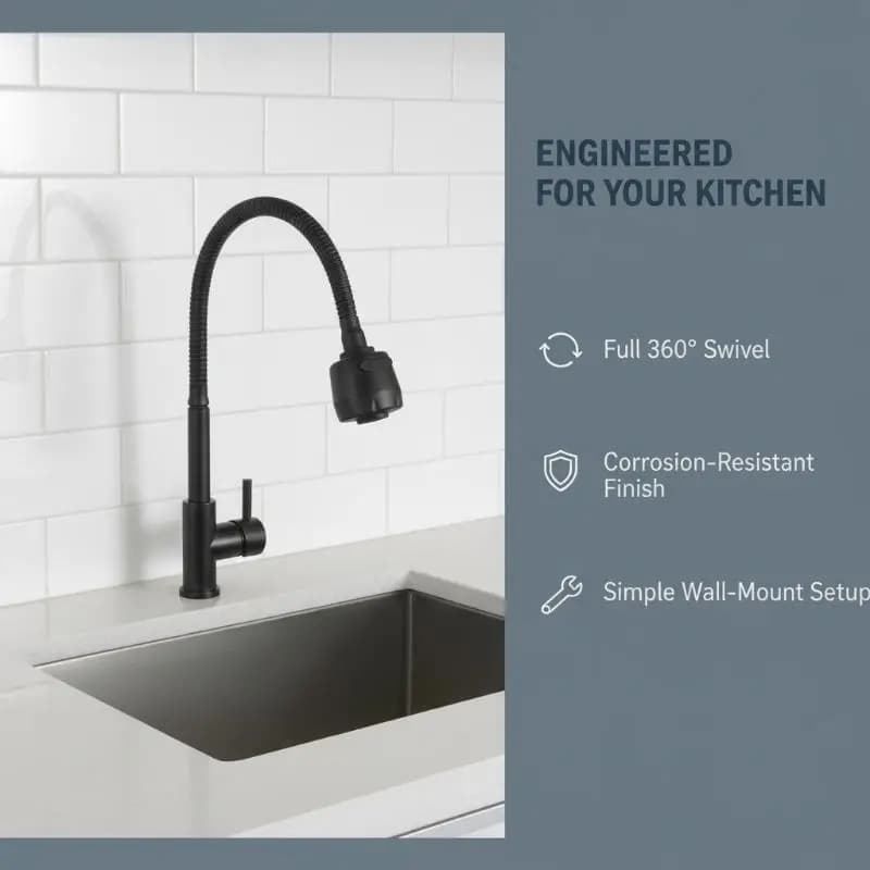 Rubinetto Universale a Parete con Tubo Flessibile, 2 Modalità, per Acqua Fredda, Ideale per Bagno, Lavanderia e Servizi Domestici - Necessità Quotidiane
