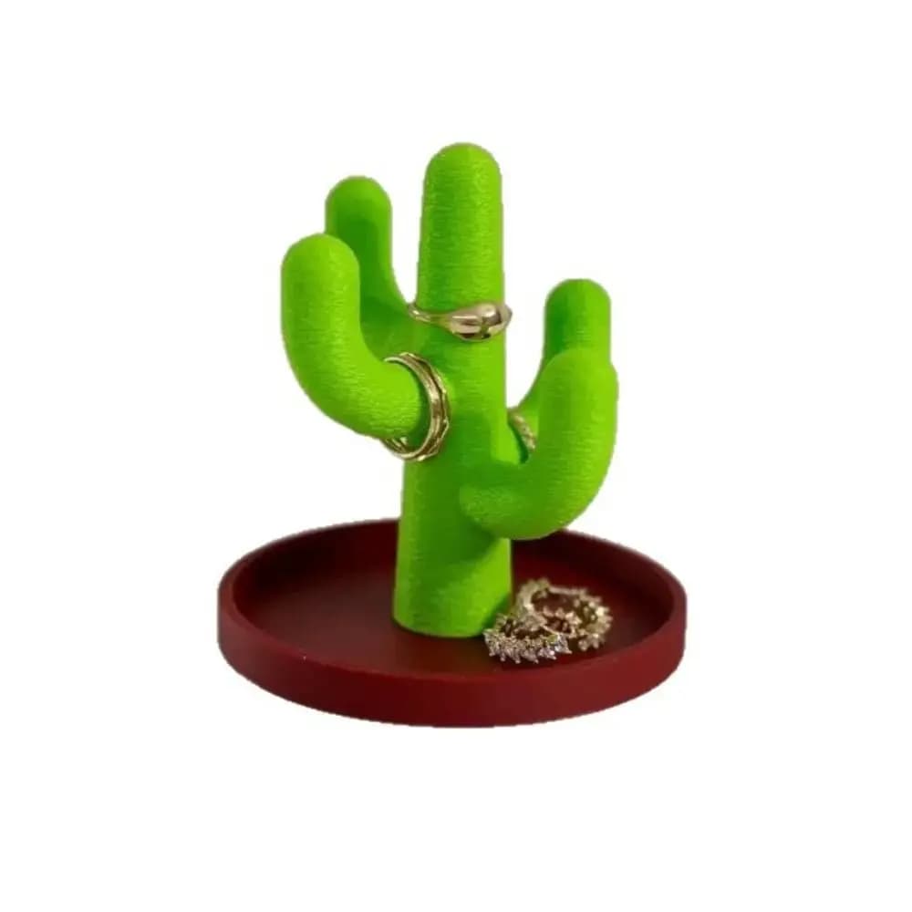 Creative Cactus Shape Jewelry Box, Funny Tray for Rings and Jewelry, Space Decoration, Tablet for Precious Items from Desk