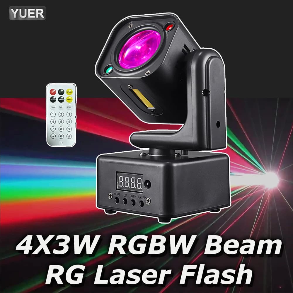 NEW Mold 4X3W Beam Moving Head Lights 4LEDs RGBW With RG Laser Flash DJ Light DMX512 Stage Lights For Disco Wedding Party Show