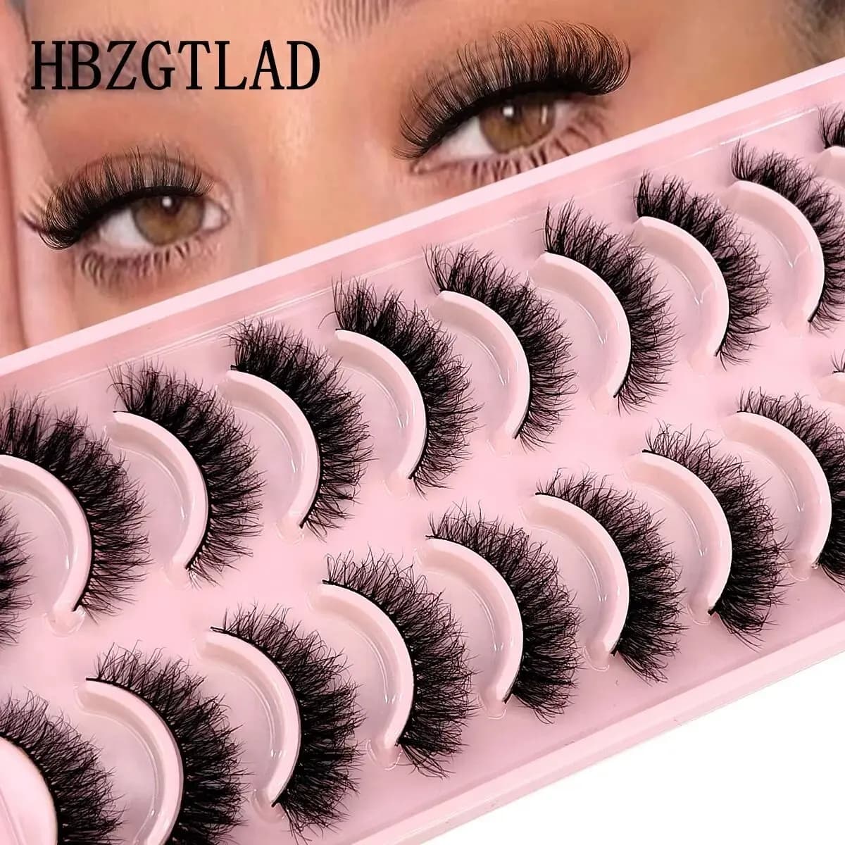 HBZGTLAD Nuovo 10 paia 3D Ciglia finte visone Soffici volume Ciglia visone Ciglia corte Kit trucco Ciglia finte lunghe naturali