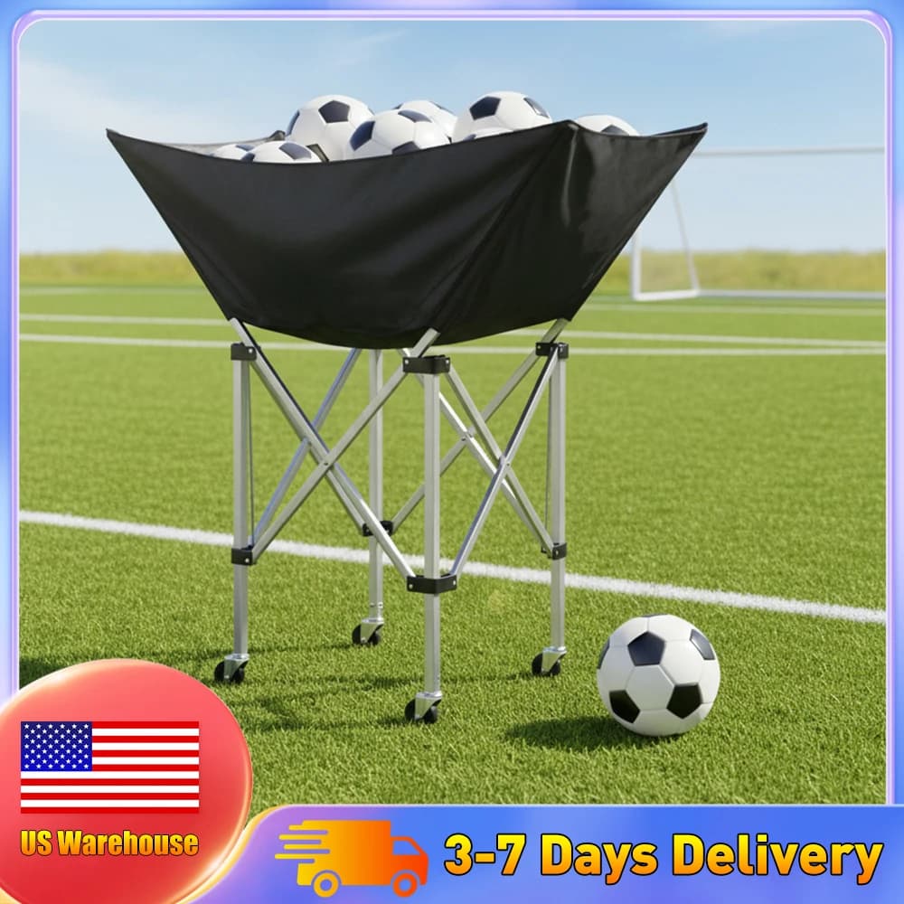 Carrello Portapalloni Pieghevole con Ruote, Borsa per il Trasporto, Porta Palloni Multisport per Allenamento e Trasporto Indoor e Outdoor