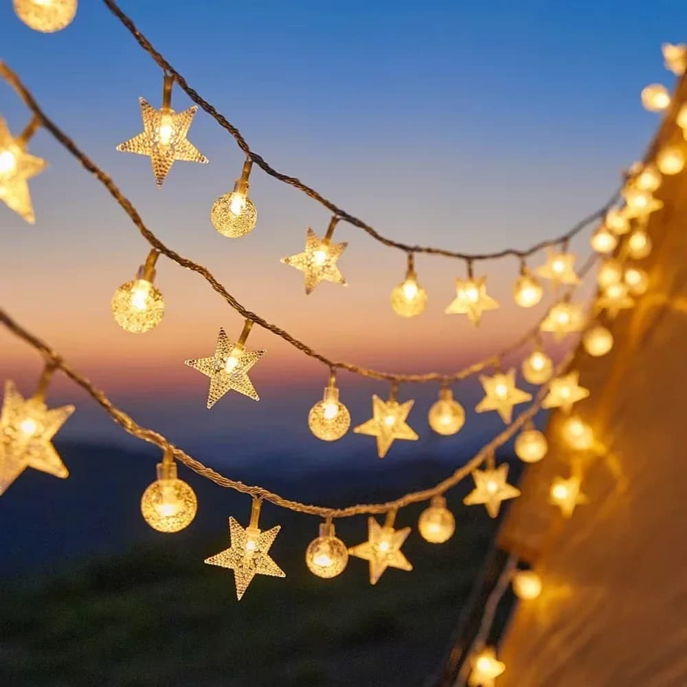 Luci a corda a sfera a bolle di stelle solari Lampade da fata a LED impermeabili IP65 per esterni per la decorazione natalizia della festa nuziale del patio del giardino
