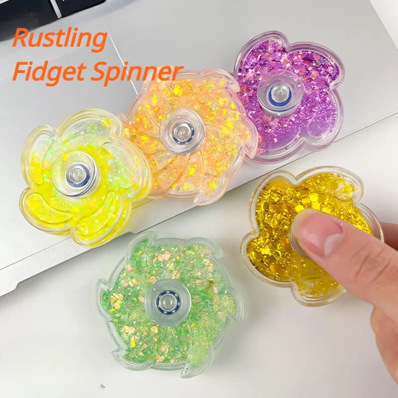 Fidget Spinner Rustling Portatile ad alta velocità di rotazione Giroscopio rotante simile a petalo Regali giocattolo antistress da scrivania con paillettes colorate