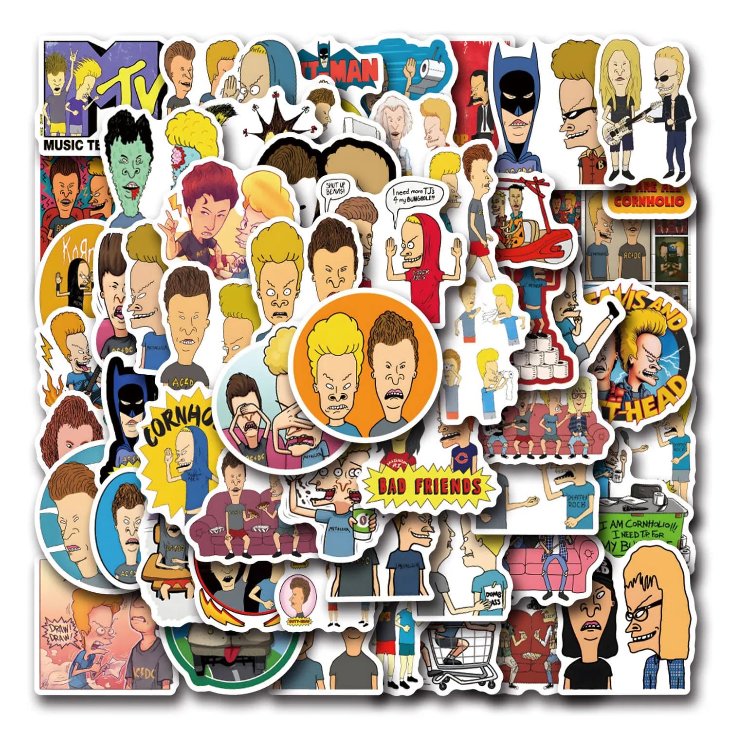 55Pcs Beavis And Butthead Stickers Decals For Phone Laptop Suitcase Notebook Waterproof Stickers