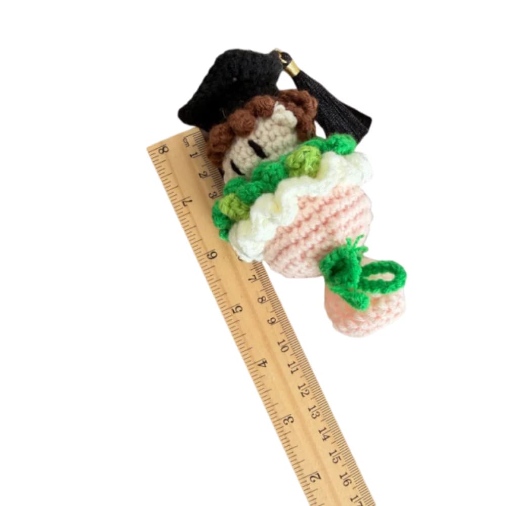 Funny Knitted Graduation Cute 13cm Handheld Flower with Doctoral Cap Finished Craft Doctor Hat Bouquet Graduation Gift