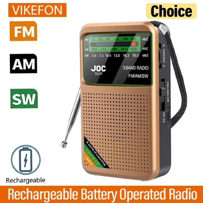 Radio a batteria Radio FM AM SW Puntatore altoparlante incorporato Radio tascabile Tipo C ricaricabile con schermo HD per anziani