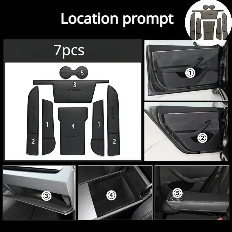 Leather Door Slot Carpet for Tesla New Model 3+ Anti-slip Car Cap for Slot Caps for 3 Highland 2024 Car Accessories
