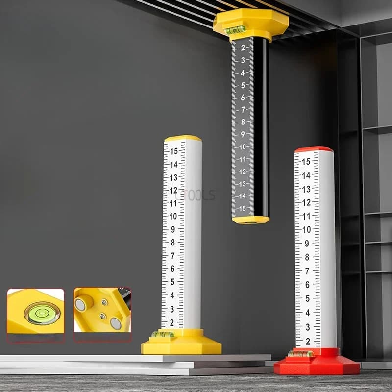 Righello speciale per livellamento a soffitto sospeso con chiglia in acciaio leggero Righello per livello di altezza uguale Strumento per la posa di piastrelle a parete magnetica a doppio scopo