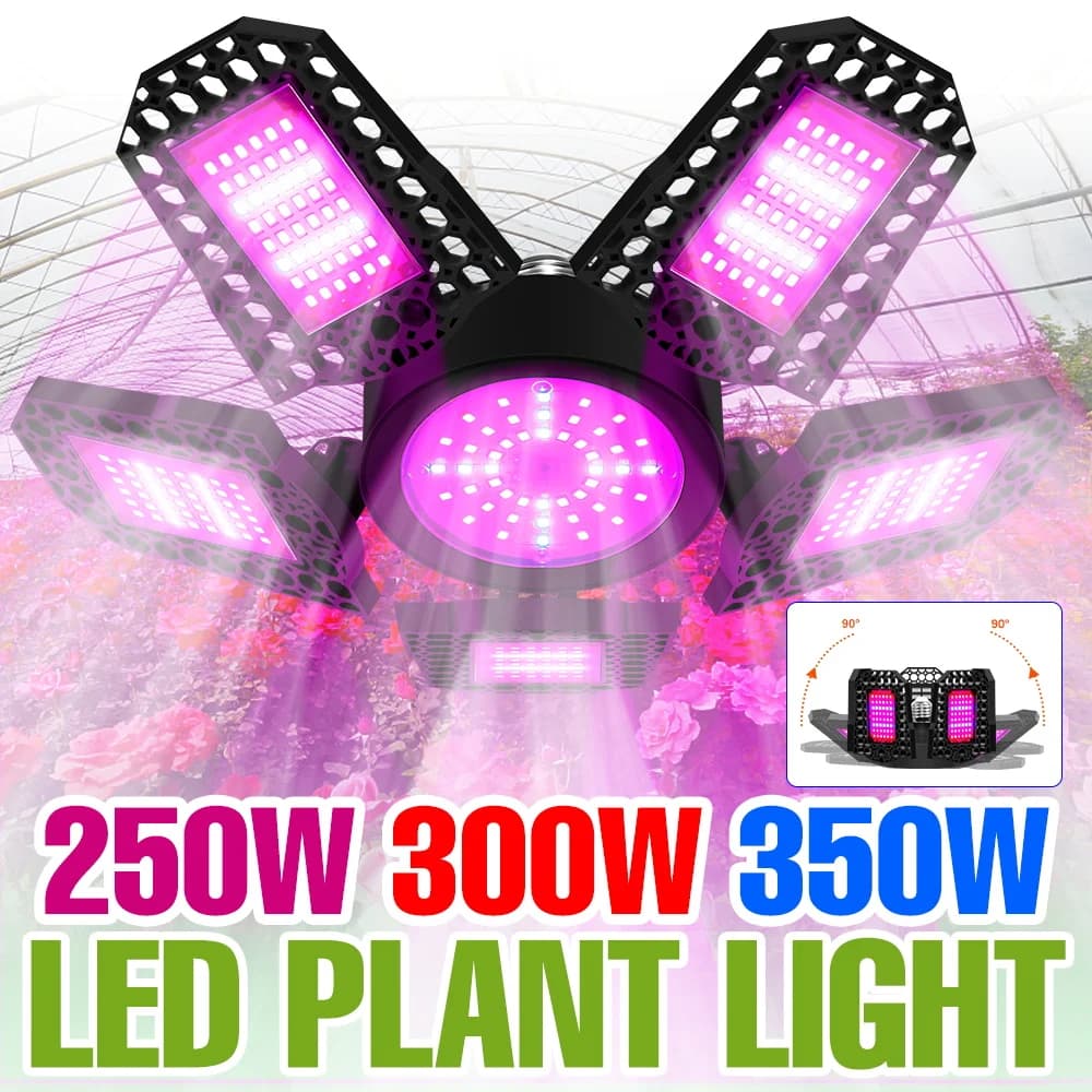 LED Lamp for Indoor Growing 350W Full Spectre E27, Foldable, for Serra, Ortaggi, Fiori e Semi