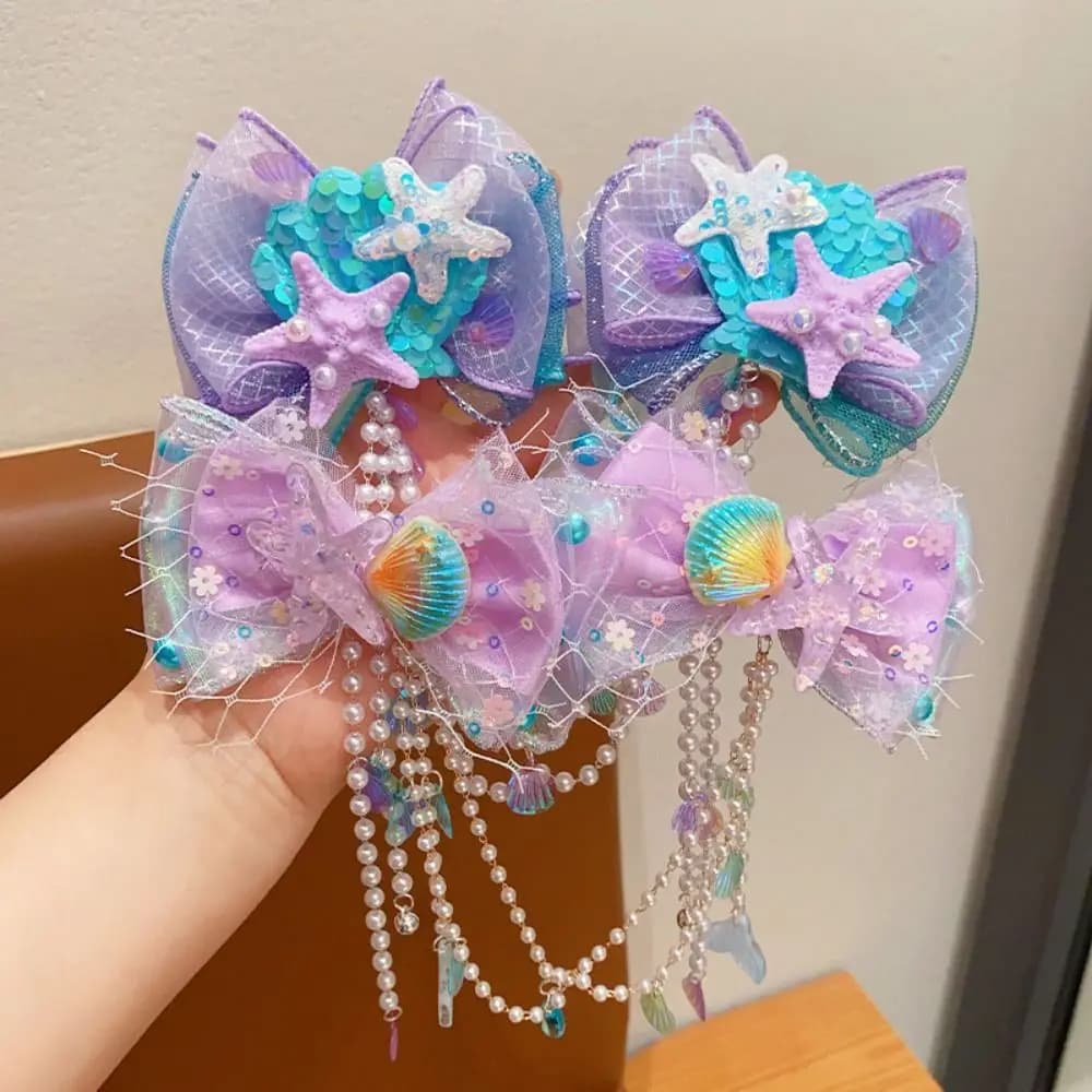 High Quality Cute Hair Clip Accessories for Sweet Mermaid Pearls Accessories for Kids Ear Hooks