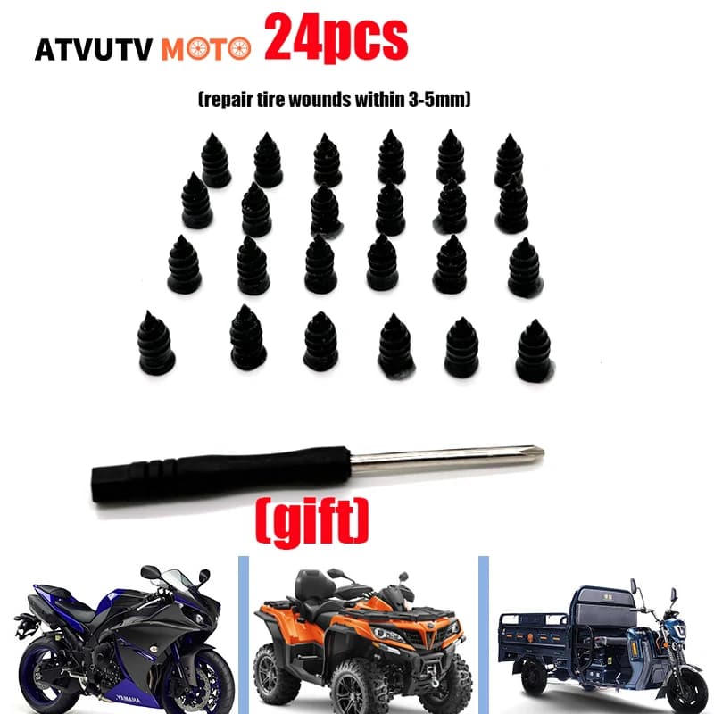 12PCS 24PCS Moto Vuoto Riparazione Pneumatici Chiodi Camion Auto ATV Scooter Bici Pneumatico Puntura Riparazione Strumenti Tubeless