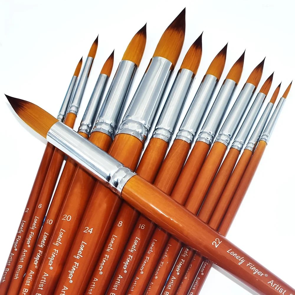 13Pcs Long Handle Large Paint Brushes Set With Nylon Hair, for Professionals and Artists, Acrylic Watercolor Oil Painting