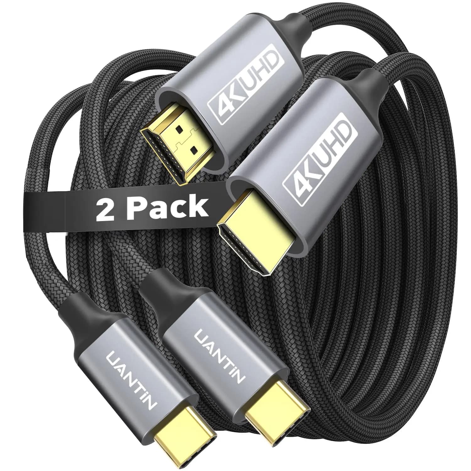 Cavo USB C a HDMI 6ft 4K 30Hz Compatibile con Thunderbolt 3/4 per MacBook, iPhone 15/16, Galaxy S23, iPad Pro - Confezione da 2