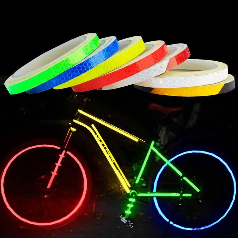 1 cm * 8 m stickers for bike reflective fluorescent tape MTB bike cycling strips MTB for bike helmet bike scooter