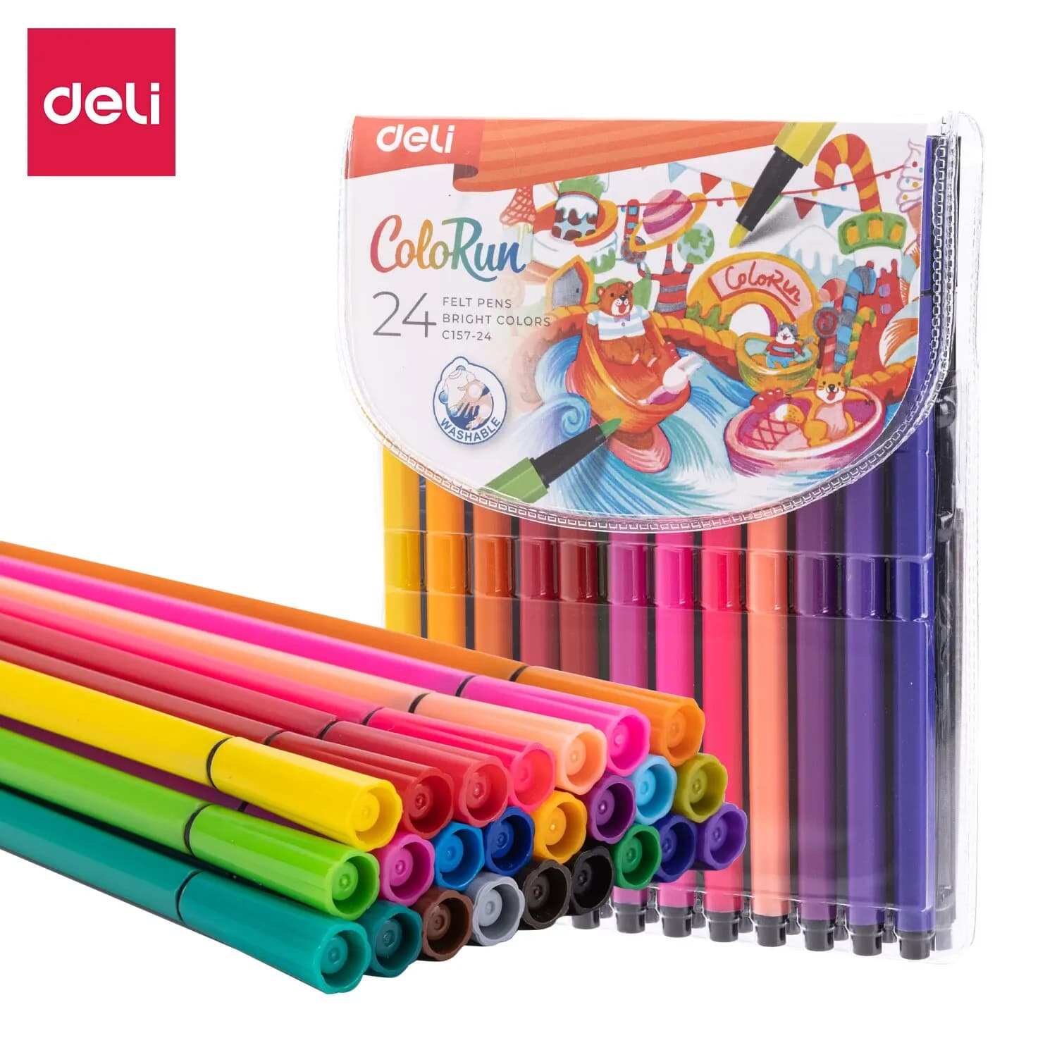 Deli 24 colori professionale feltro penna creatività pittura penna studenti strumenti di disegno per materiale scolastico