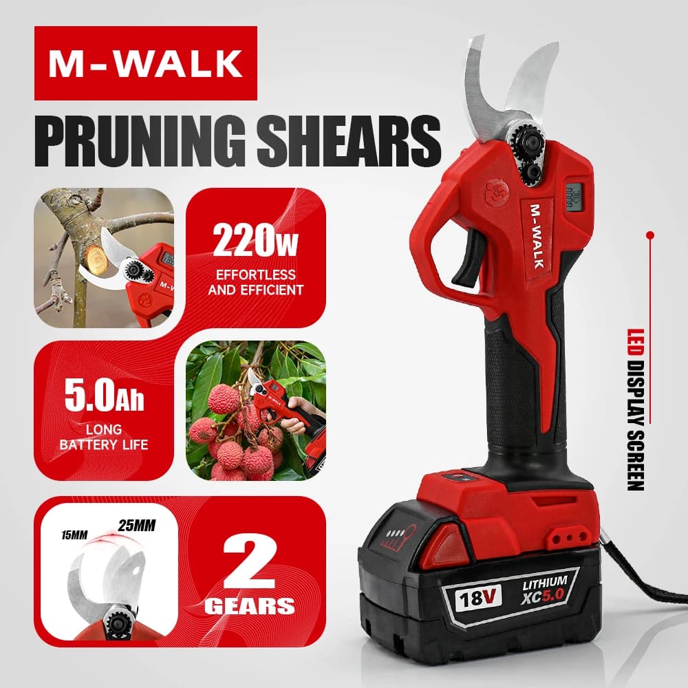 M-WALK Electric Scissors No 40MM Brushes for Power, Fruit and Bonsai Shaft Shears, Cutters Tool Compatible with Battery M 18V