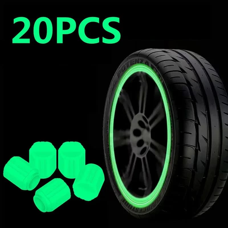 Tappi Valvola Luminosi Fluorescenti Rossi che si Illuminano di Notte per Auto Moto Bicicletta, Decorazione Universale per Cerchioni Pneumatici 4PC/20PC