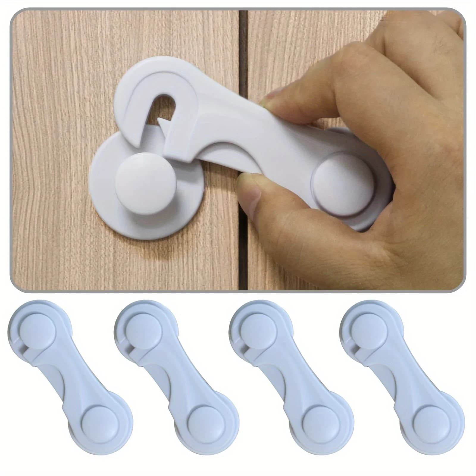 Serrature di sicurezza per cassetti di sicurezza per armadietti in plastica regolabili premium da 5 pezzi - Serrature per porte anti-pizzicamento sicure per il miglioramento della casa, la cucina