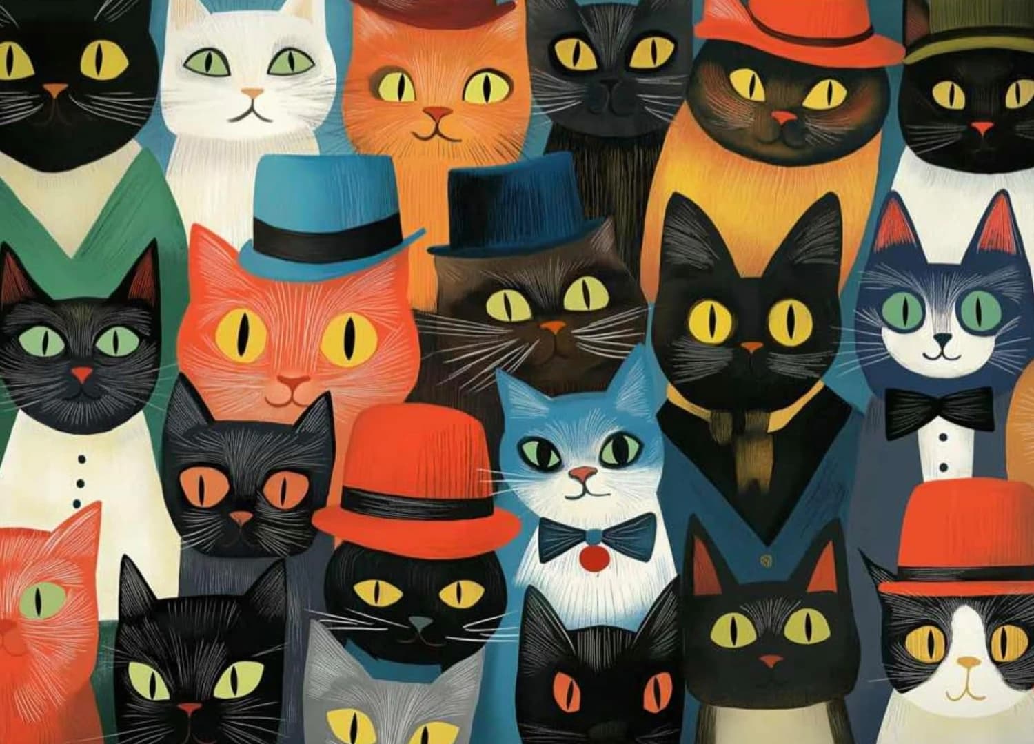 Puzzle per Adulti da 300/500/1000 Pezzi, Gatti con Cappello, Simpatico Puzzle in Cartone Stile Cartone Animato, Sfida per la Famiglia, Giocattolo Puzzle, Regalo per le Feste