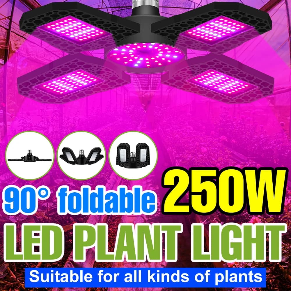 LED bulb for Cultivation Plants Complete 250W 220V, Indoor Cultivation Lamp E27/E26 Deformable for Flowers, Seeds and Vegetables, Supplementary Lighting