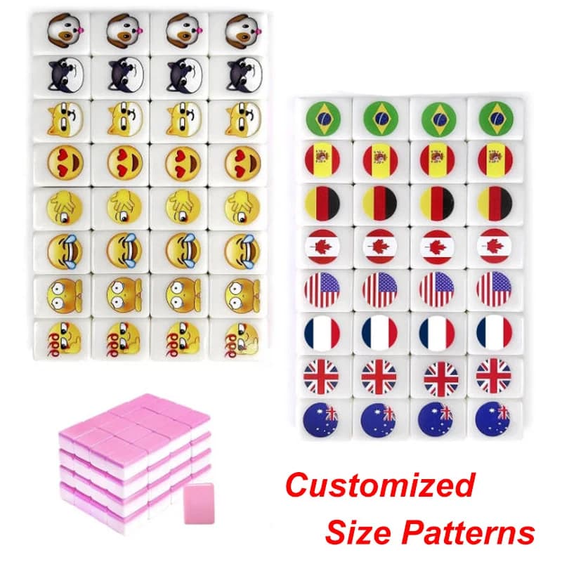 Gioco da tavolo Mahjong Seaside Escape da 30 mm 64 + 1 blocchi Set 65 piastrelle lucide Due giocatori Majiang per giochi di società in famiglia Personalizzabili