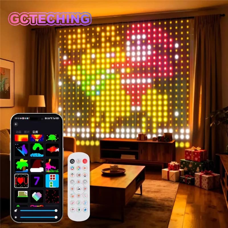 Luci Natalizie Smart LED a Tenda, Controllo App, Sincronizzazione Musicale, Motivi Personalizzabili, Impermeabili IP67 per Decorazioni Interne ed Esterne