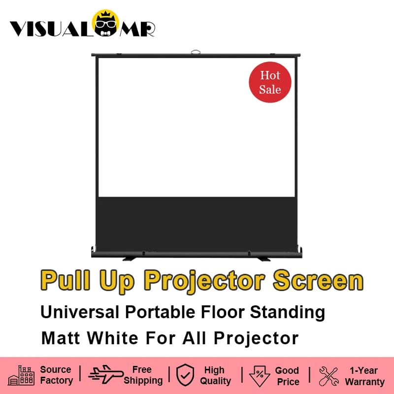 Schermo per proiettore portatile Proiezione pull up con supporto 16:9 4:3 Schermo intero da 60-120 pollici per Home Cinema Ufficio da campeggio all'aperto