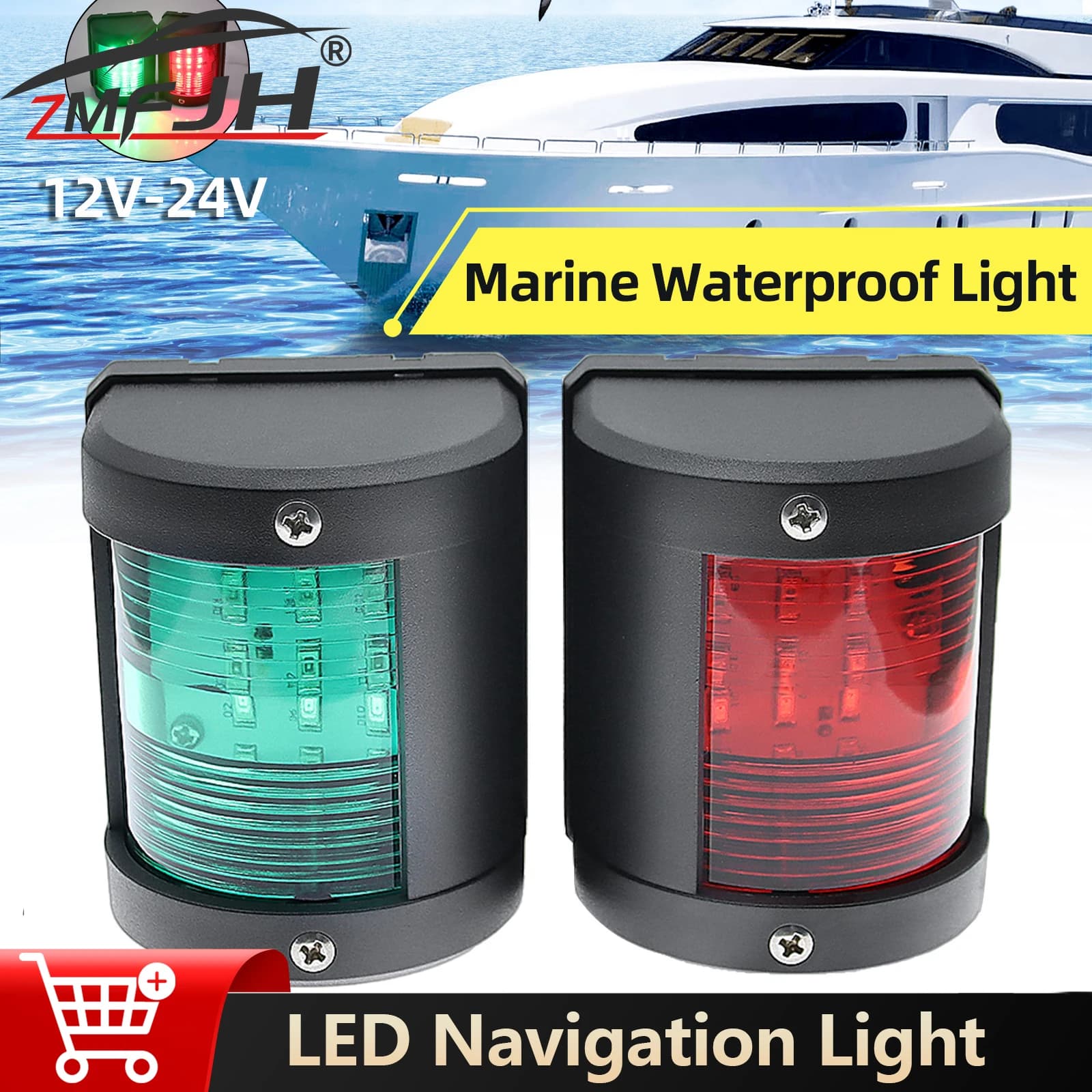 Luce di navigazione per barche a LED Luce rossa/verde Luce di navigazione Segnale di nave Luce di ancoraggio impermeabile per yacht per barche marine 12V 24V