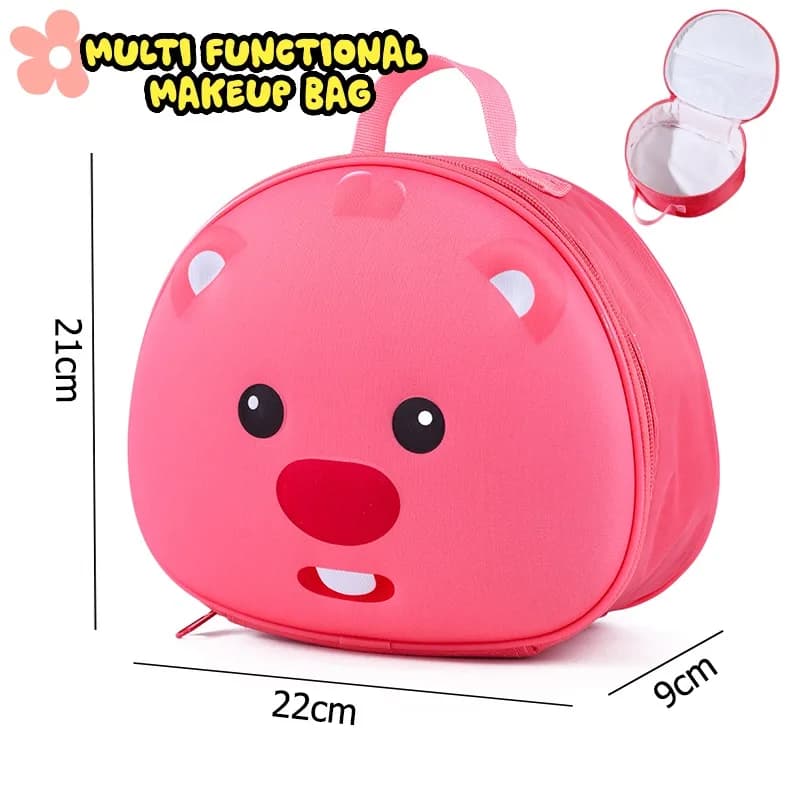 Borsa per il Trucco in Stile Giapponese con Cartone Animato di Castorini, Grande Capacità, Impermeabile, per Ragazze