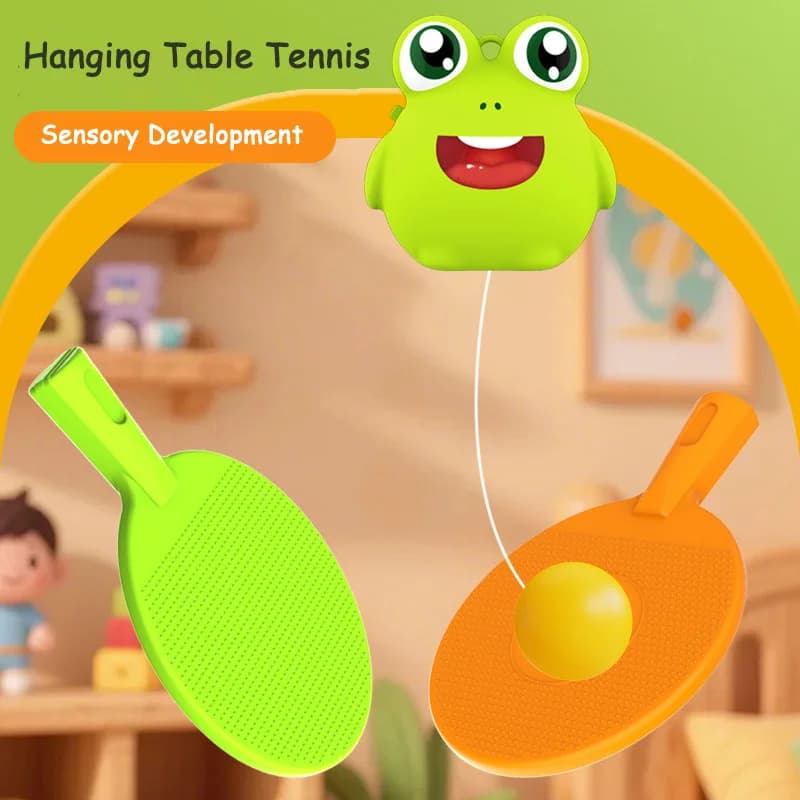 Ping pong trainer for parents and children covered with suspended design - Develop eye-hand coordination and skills on racket, educational toy
