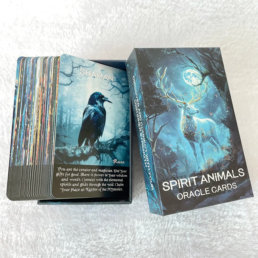 Carte Oracle Spirit Animals, carte dei tarocchi, messaggio di animali, mazzo di taro con parole chiave, giocattoli per predizione del futuro, 12x7 cm, 52 carte