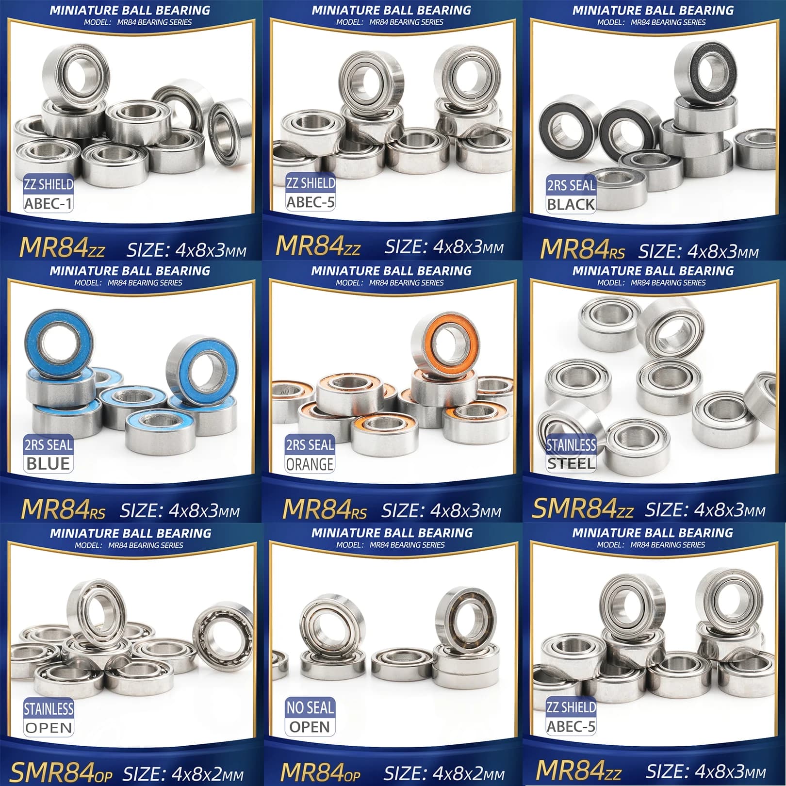 MR84 ZZ Cuscinetto 4x8x3 mm 10 Pz MR84ZZ RS 2RS MR84Open Cuscinetti Manipolo Per Scheda Video Ad Alta Velocità Per Motore