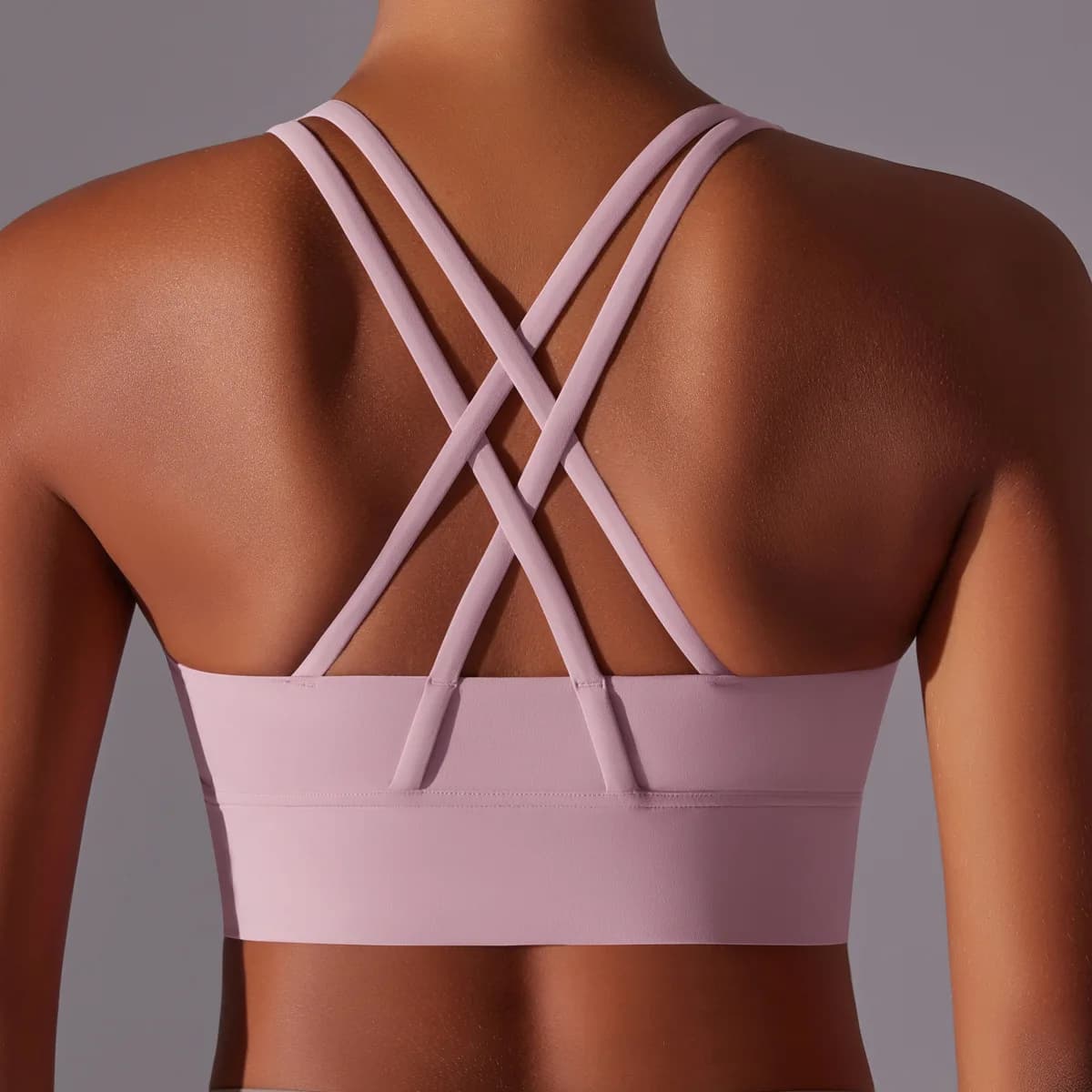 Top da donna sexy Canotta con cinturino incrociato sul retro Canotta push up da corsa Reggiseno sportivo da donna traspirante morbido fitness sportivo Reggiseno yoga tinta unita