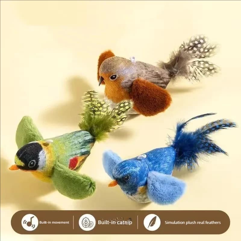 Interactive Toy for Cats with Realistic Bird Sound - Toy in Plush with Catnip for Cats and Gattini, Bloody Bird Simulation