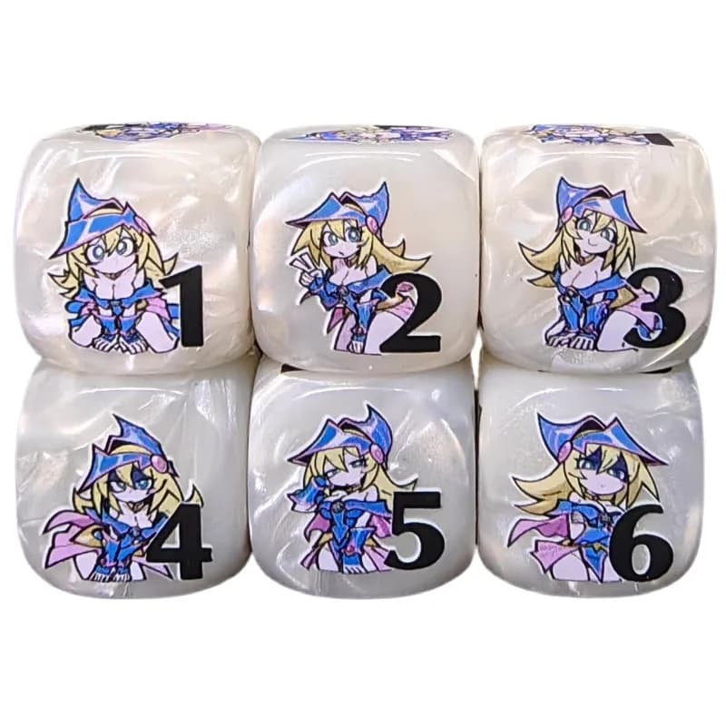 Yu-Gi-Oh! Dadi in Resina da 16mm a 6 Facce Serie Dark Magician Girl, Tracker di Danni Fatti da Fan, Dadi Fai-da-te per Giochi da Tavolo YGO, Giocattolo, Regalo